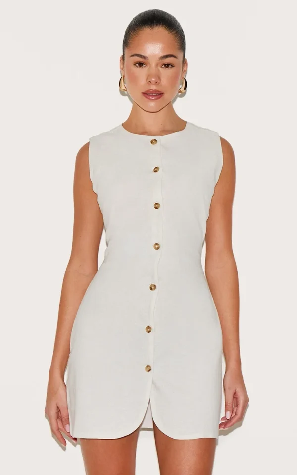 White Button Down Bodycon Dress