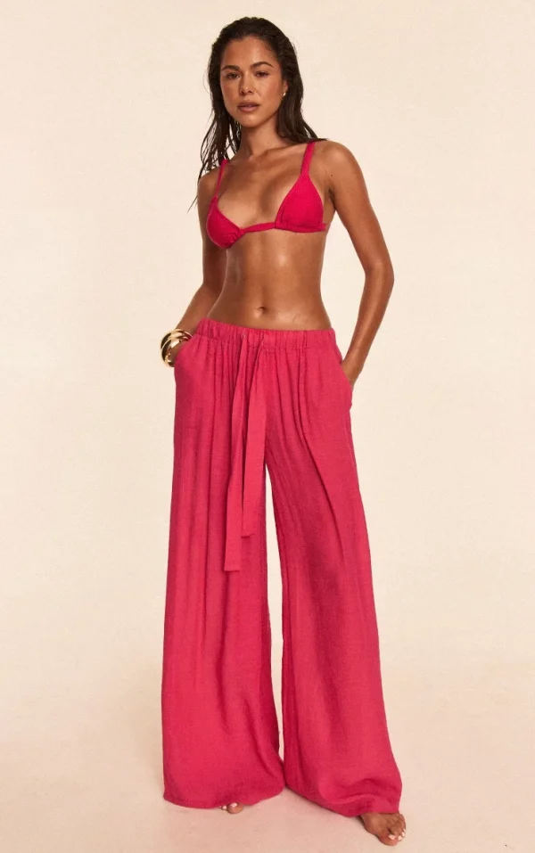Fuschia Linen Look Palazzo Beach Pants