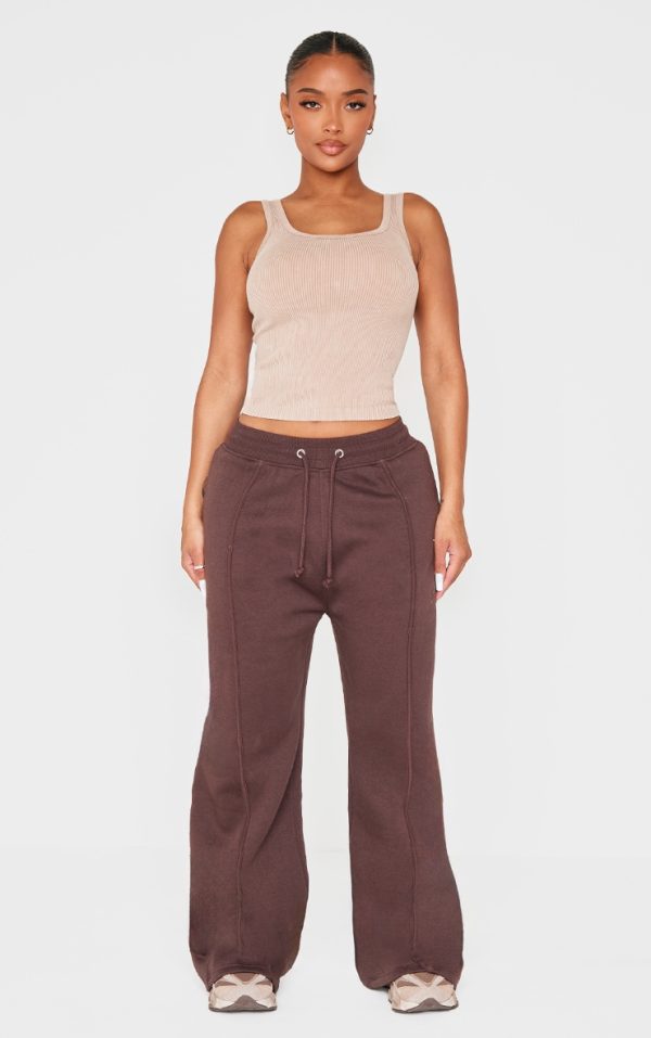 Shape Chocolate Binded High Waist Wide Leg Sweatpants