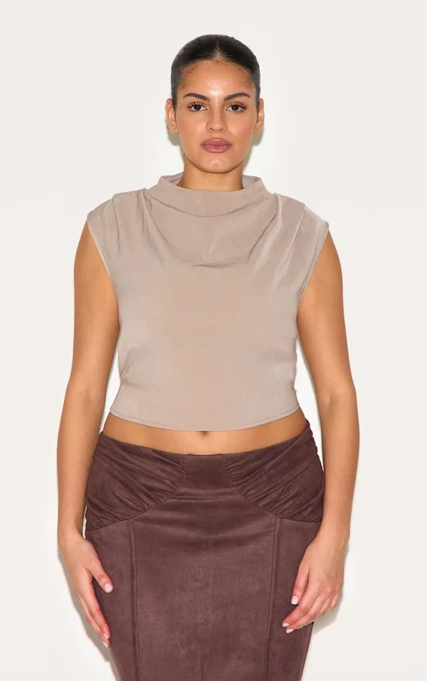 Plus Mushroom Woven Pleated Boxy Top