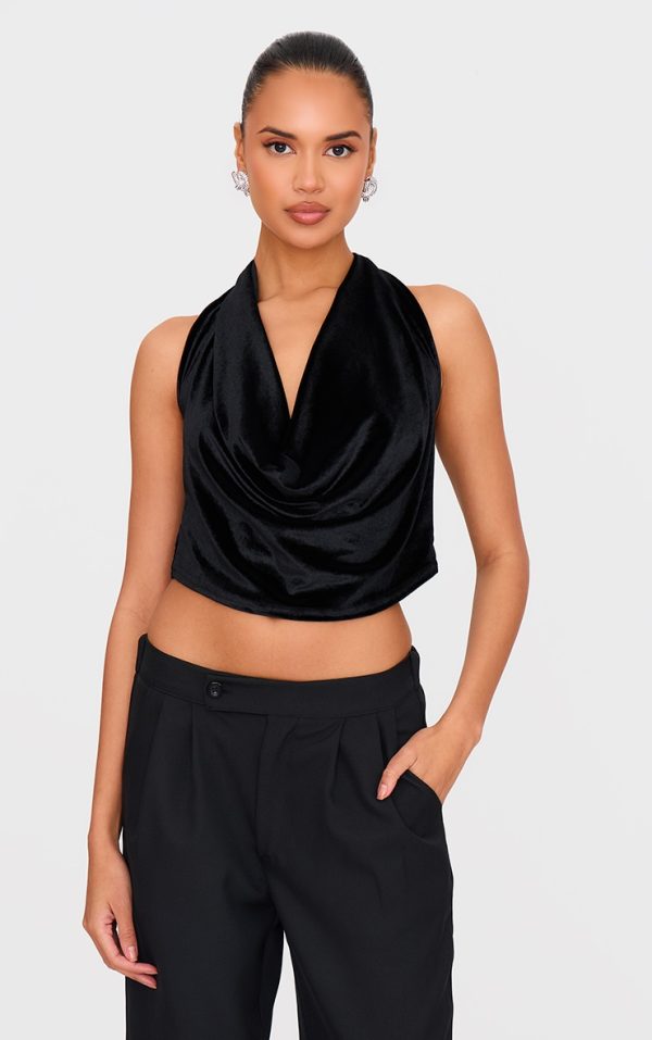 Black Velvet Halter Neck Top
