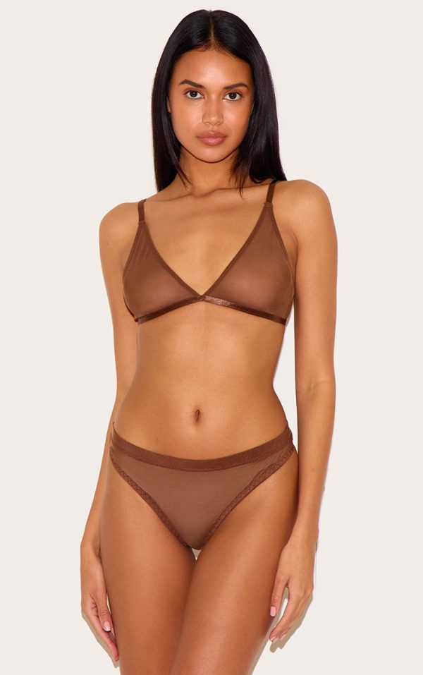 Chocolate Mesh Triangle Bra