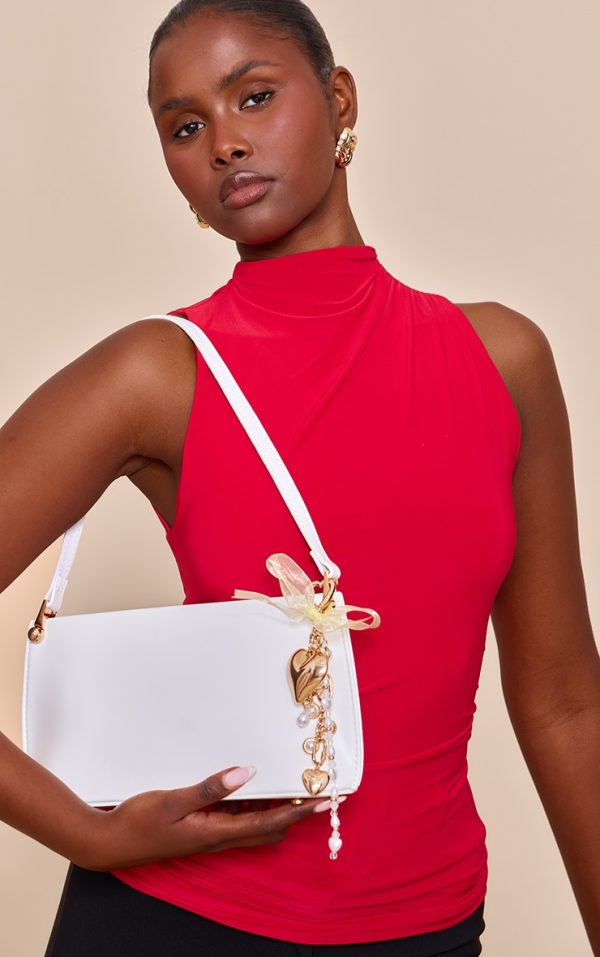 Gold Layered Pearl & Heart Bag Charm