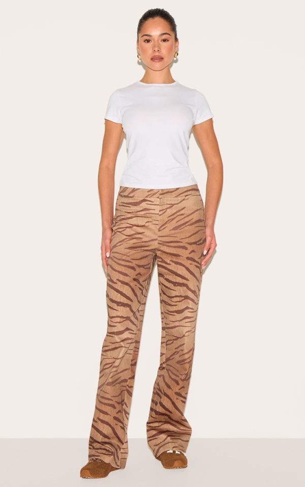Brown Tiger Printed Pants