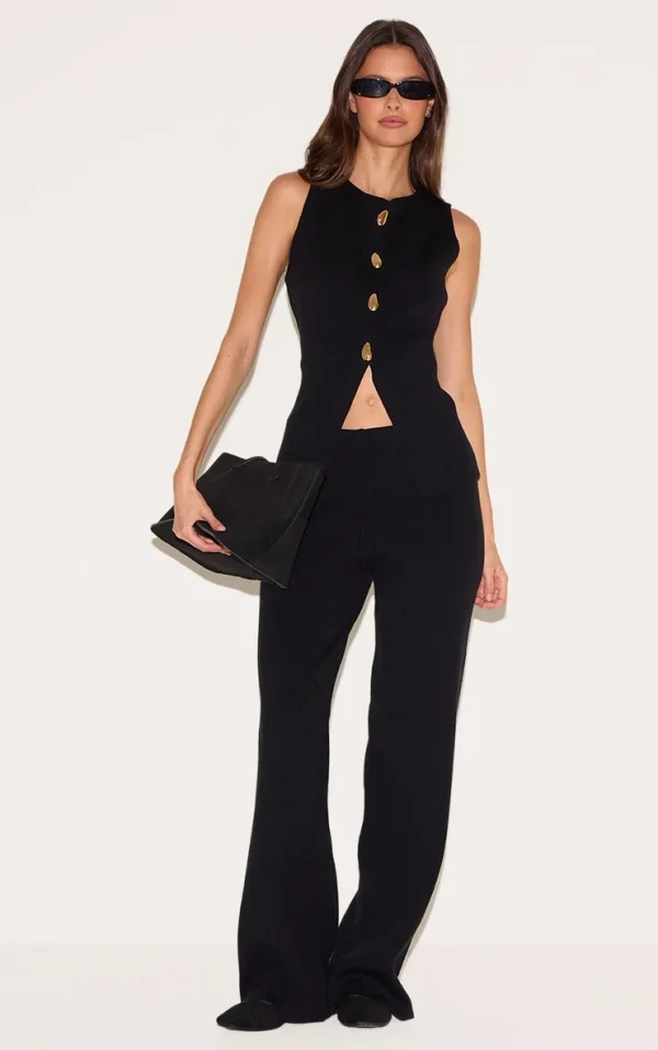 Black Compact Knit Pants