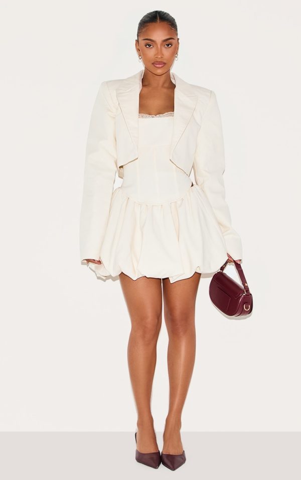 Shape Cream Tailored Puffball Mini Skirt