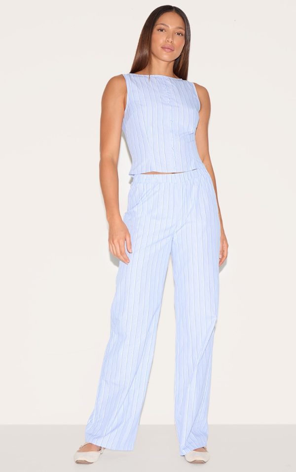 Tall Blue Stripe Straight Leg Pants