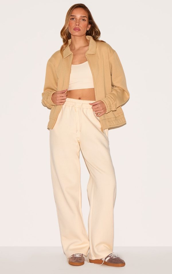 Stone Zip Through Collared Sweatshirt