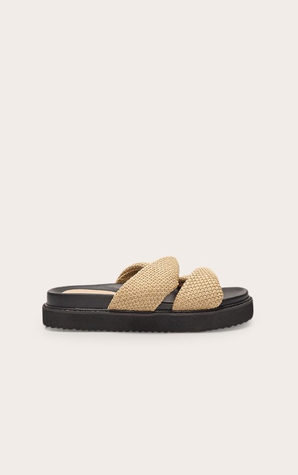 Raffia Twist Strap Round Toe Footbed Sandals