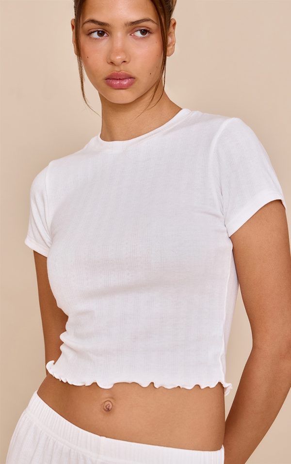 White Pointelle Pj Top