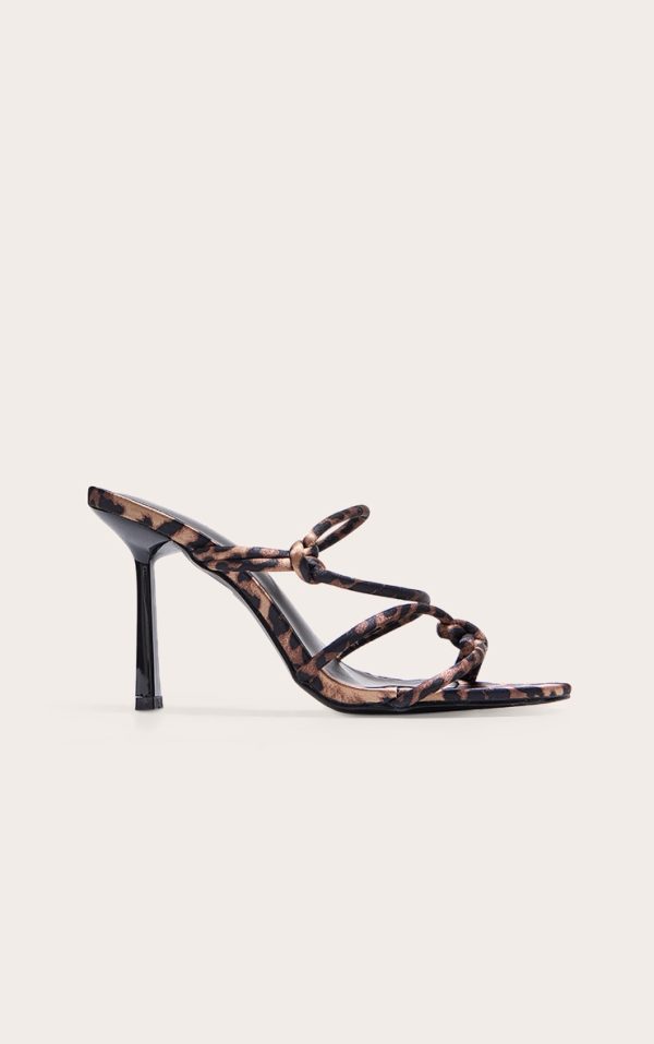 Leopard Satin Round Toe Heeled Mules