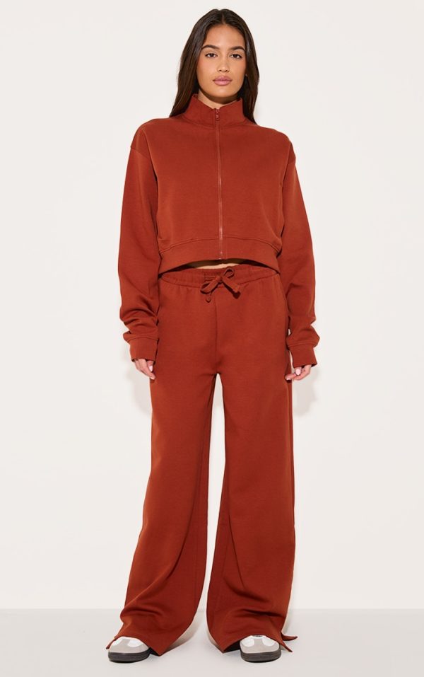Ginger Interlock Wide Leg Split Hem Sweatpants