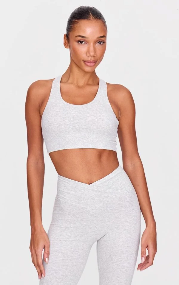 Ash Grey Marl Ultimate Sculpt Double Layer Padded Sports Bra