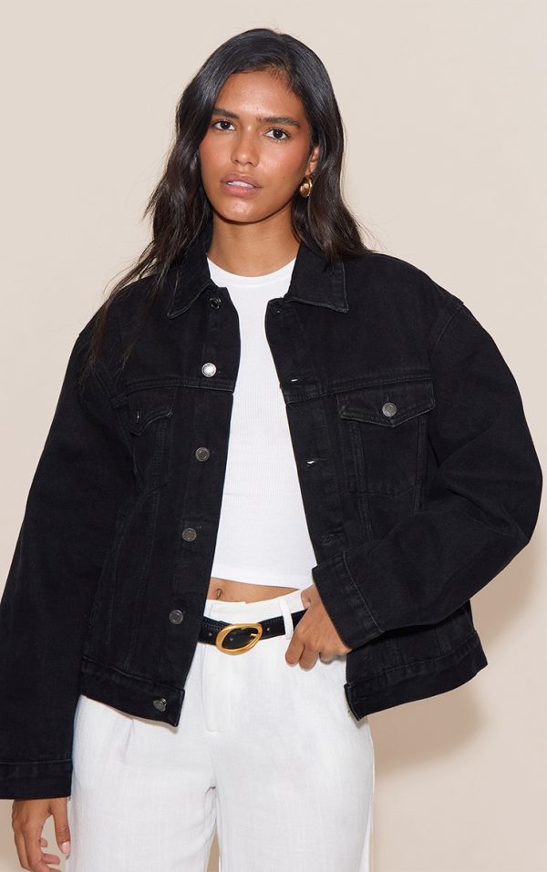 Washed Black Oversized Classic Denim Jacket