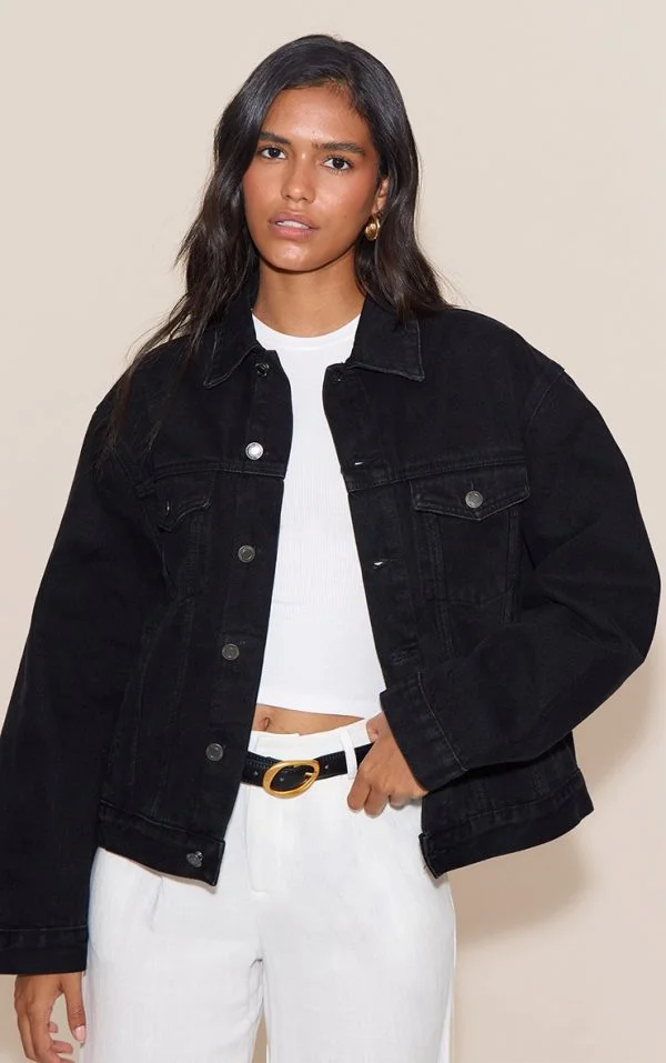 Washed Black Oversized Classic Denim Jacket
