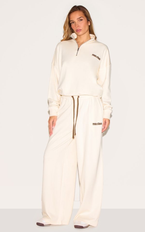 Cream Run Club Puff Print Wide Leg Sweatpants