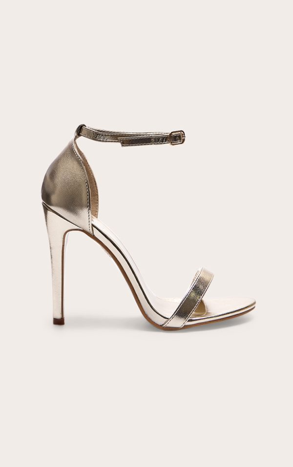 Clover Gold Metallic Heeled Strappy Sandal