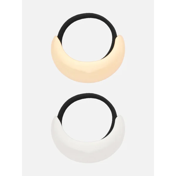 2-Pack Chunky Metallic Ponytail Holders - Yellow