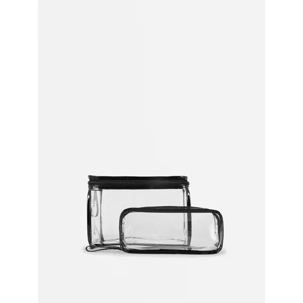 2-Pack Clear Makeup Bags - Black