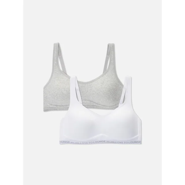 2-Pack Crop Top Bras - Gray Heather