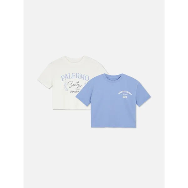 2-Pack Cropped T-Shirts - Blue