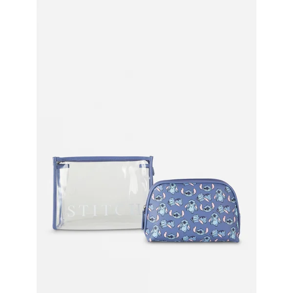 2-Pack Disney's Stitch Makeup and Toiletry Bags - Blue