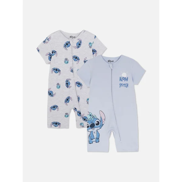 2-Pack Disney's Stitch Rompers - Gray Heather