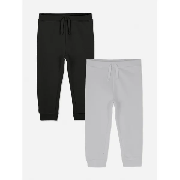 2-Pack Drawstring Cuffed Joggers - Black