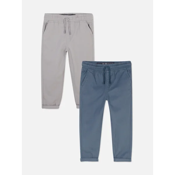 2-Pack Drawstring Twill Pants - Blue