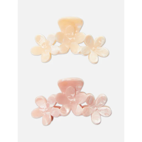 2-Pack Flower Hair Claws - Brown