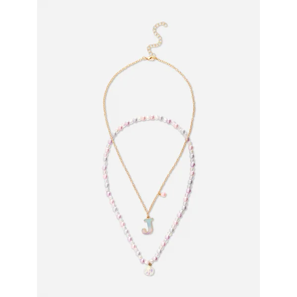 2-Pack Initial And Shell Necklaces - Multi