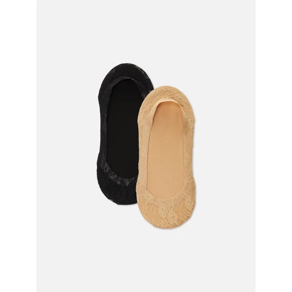 2-Pack Lace Footie Socks - Black