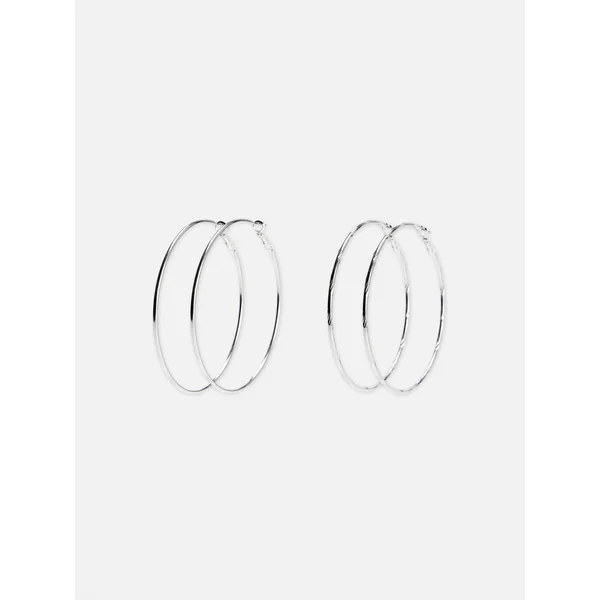2-Pack Large Hoop Earrings - White