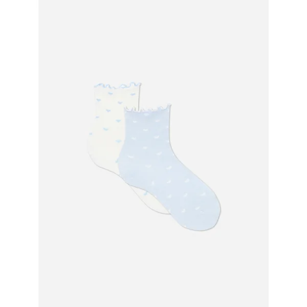 2-Pack Lettuce Edge Heart Socks - Blue