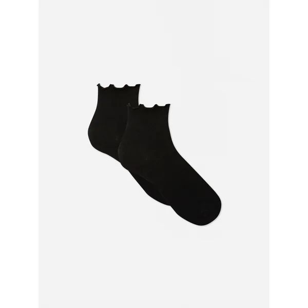 2-Pack Lettuce Edge Socks - Black