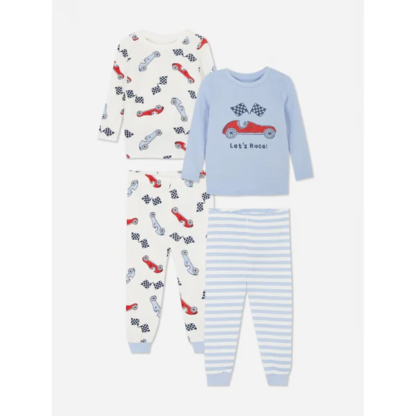 2-Pack Long Sleeve Race Car Pajamas - Blue