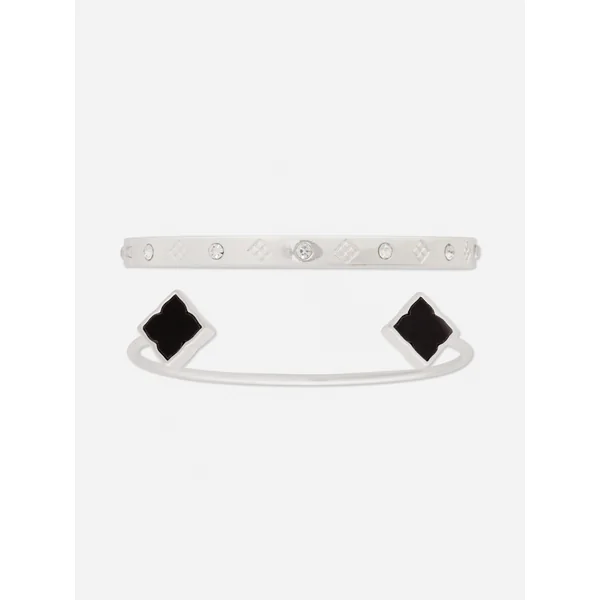 2-Pack Metallic Bangles - White
