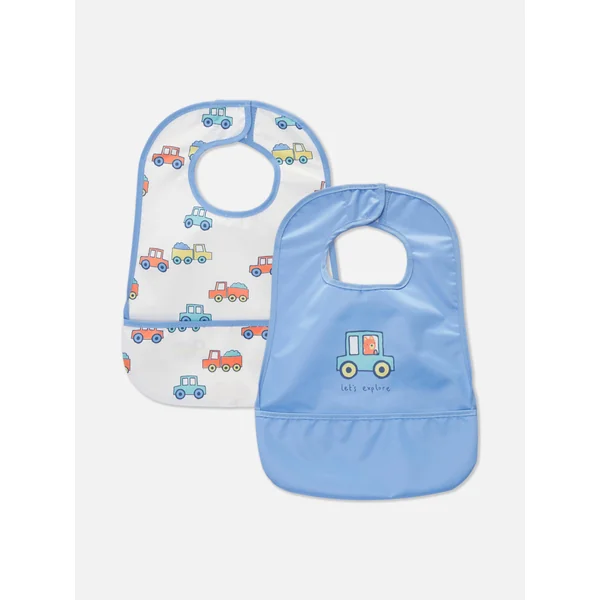 2-Pack Newborn Vehicles Bibs - Blue