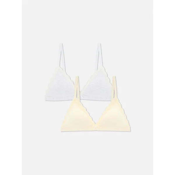 2-Pack Padded Cotton Bralettes - Gray Heather