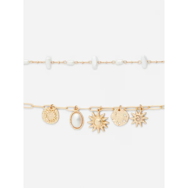 2-Pack Pearl Bracelets - Yellow