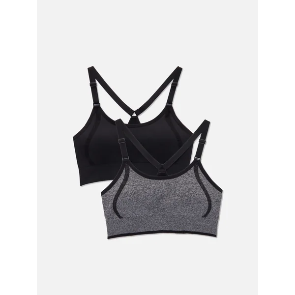 2-Pack Seamless Racerback Sports Bras - Black