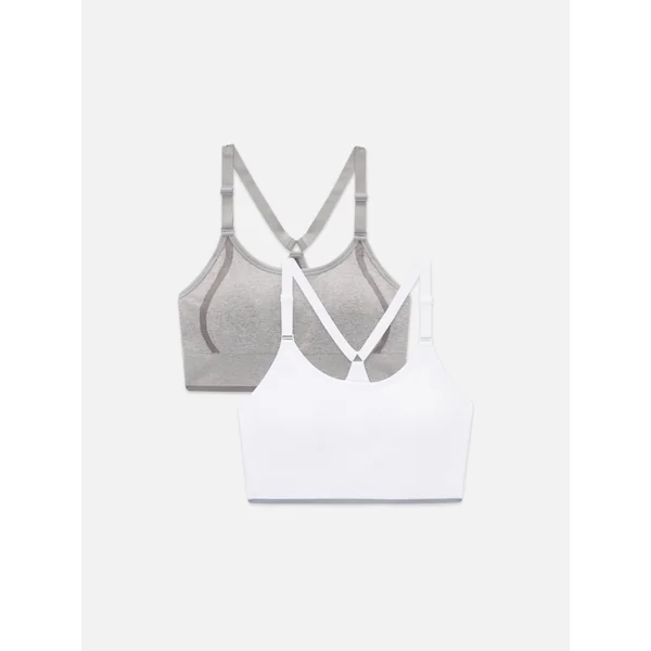 2-Pack Seamless Racerback Sports Bras - White