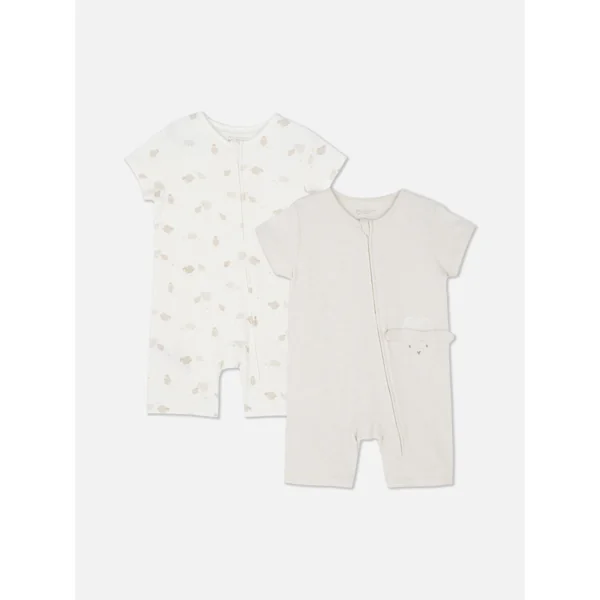 2-Pack Short Sleeve Zip Sleepers - Oatmeal