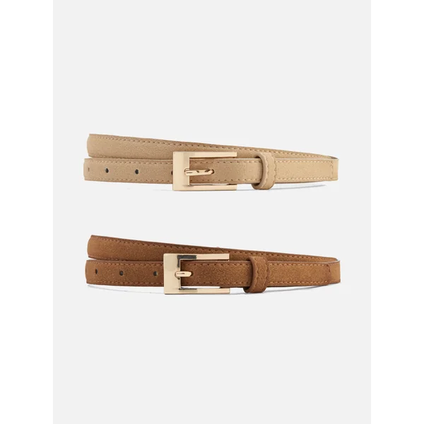 2-Pack Skinny Belts - Natural