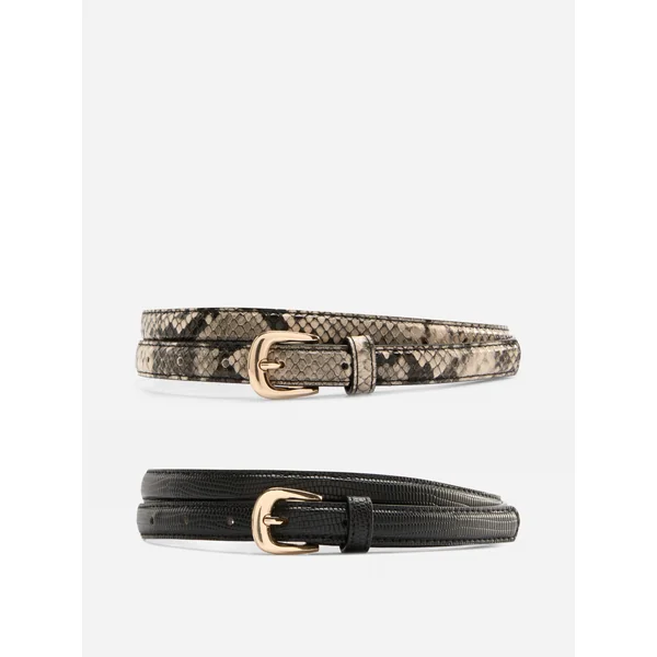 2-Pack Skinny Snake Belts - Black