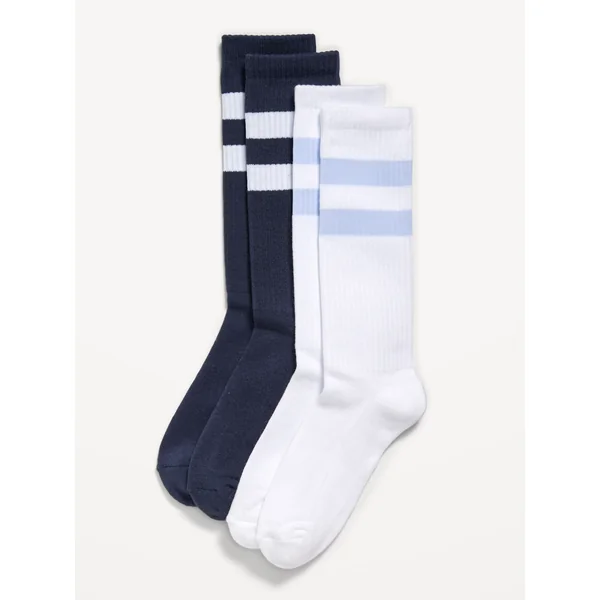 2-Pack Striped Crew Socks - Navy/White