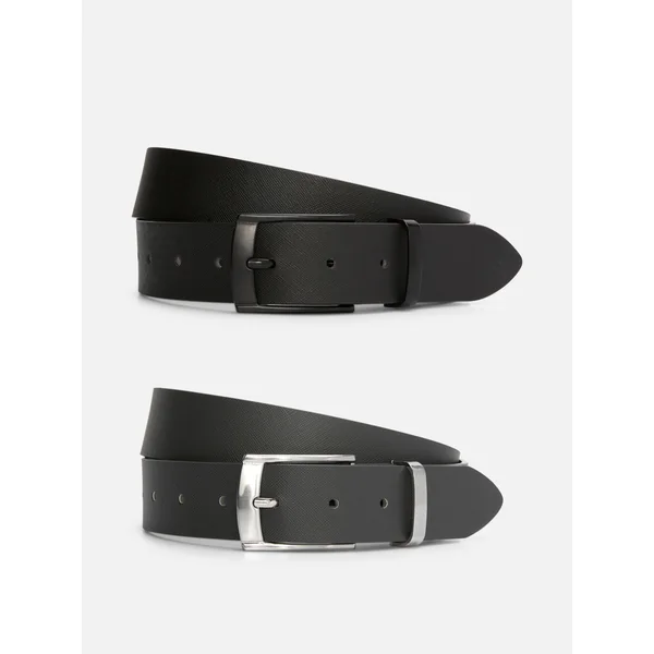 2-Pack Textured Belts - Gray