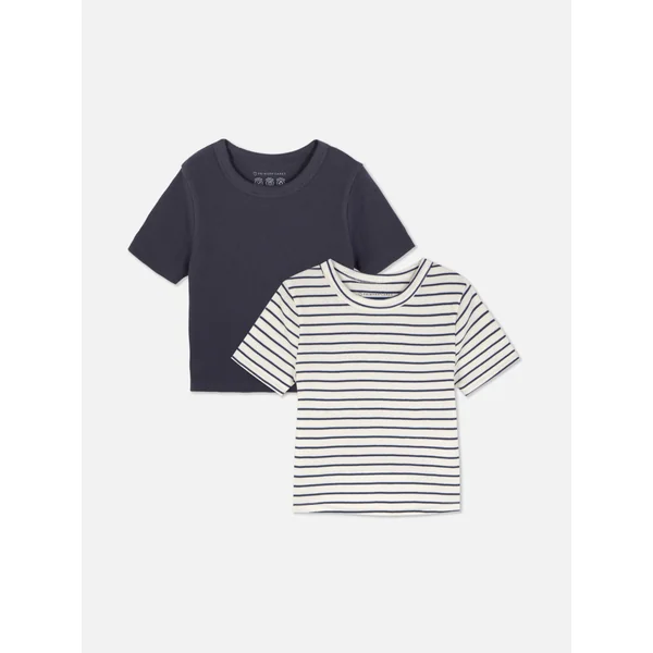 2-Pack Waffle Texture T-Shirts - Navy