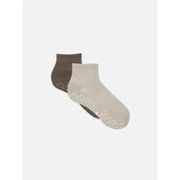 2-Pack Yoga Quarter Crew Socks - Olive