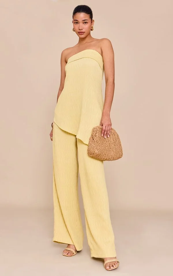 Lemon Textured Wide Leg Pant